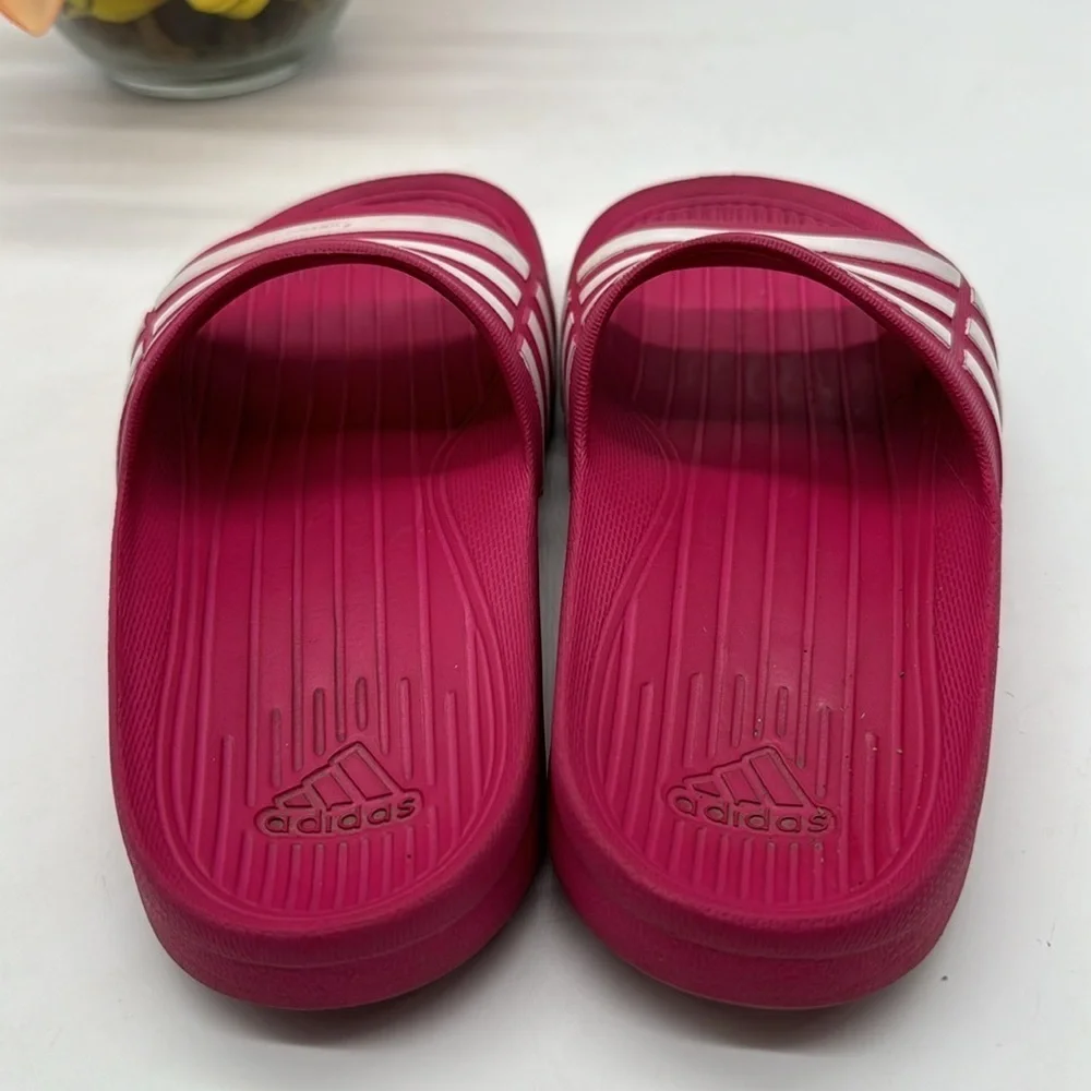 Adidas Hot Pink White Slides Kids Size 1 KS6444